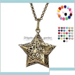 Lockets Pentagram Pearl Accessories Essential Oil Diffuser Necklaces Hollow Out Cage Pendant 09Cgl S72Xk Drop Delivery Jewellery Pendant Dhrof