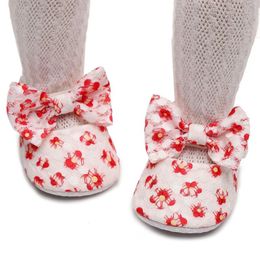 First Walkers Baby Infant Toddlers Foot Wear Shoes Princess Bow Lace With Printing Steps Walking Kids Girls' Autumn