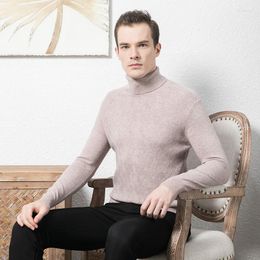 Men's Sweaters Thick Cashmere Jumper Autumn & Winter Wool Plaid Male Turtleneck Knitwear Long Sleeve Pure