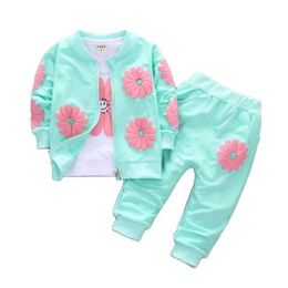 Clothing Sets Real Roupas Infantis Children's Garment Spring And Autumn New Girl Pure Cotton Printing Three-piece Child Suit