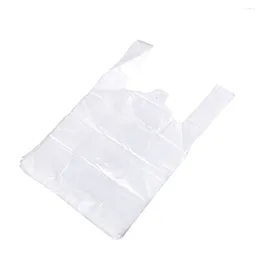 Storage Bags Toyvian White T Shirt With Handle Grade Bag Packaging Supermarket Grocery 100pcsClear Poly