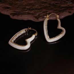 Hoop Earrings Fashion Enamel Cute Heart Shape Earrgins For Women