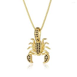 Pendant Necklaces Gothic Scorpion Exquisite Copper Inlay Zircon Necklace 18K Gold Plated Box Chain Choker Hip Hop Rock Jewelry Gifts