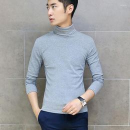 Men's T Shirts Autumn Thick Warm High Collar Pullover Long Sleeve Sweater Slim Bottoming Tops Fleece Turtleneck Tees