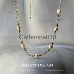 Pendant Necklaces Natural Baroque Pearl Stainless Steel Necklace J230817