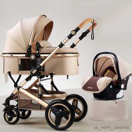 Strollers# Baby Stroller 3 in 1 With Car Seat High Landscape Stroller Luxury Infant Stroller Set Newborn Baby Car Seat Trolley R230817