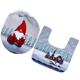 Toilet Seat Covers Christmas Holiday Decoration Faceless Elderly Two-Piece Set Cover Elements Non-woven Fabric Floor Mat Pads