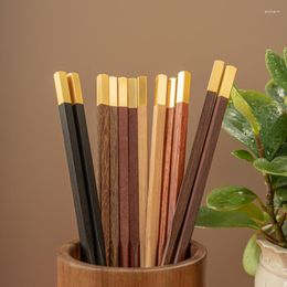 Chopsticks High-end Natural Mahogany Copper Head Chinese High Temperature Resistant Family