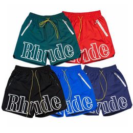 Shorts Mens Rhude Designer short men Summer Quick Drying Breathable Mesh Drawstring Beachwear Loose Sports Red Shorts For Men Top quality