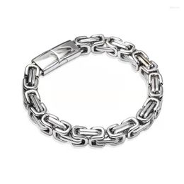 Link Bracelets Punk Heavy Byzantine Chain Men's Bracelet Solid Thick Metal Stainless Steel Cubic Chunky Gothic Rock Wristband