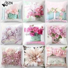 Pillow Case Flower Pattern Decorative Sofa Cushion Cover case Throw s Home Decor cove Pink Decorative HKD230817