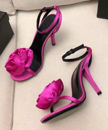 Fashion Brial Wedding Cassandra Sandals Shoes Stain Flower Rose Green Pink Black Lady Women High Heels Party Dress Wedding Summer Gladiator Sandalias EU35-43