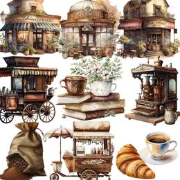 Gift Wrap Vintage Coffee House Sticker DIY Craft Scrapbooking Junk Journal Decorative Stickers