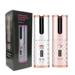 Diamond Pattern Portable 5000mAh Wireless Hair Curler with Automatic Charging and LCD Screen