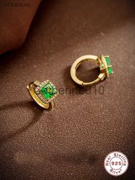 Charm CCFJOYAS 925 SterlSilver Geometric Square Zircon Hoop Earrings Women 18k Gold Plated Vintage Huggies Earrings Fine Jewelry J230817