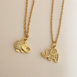 Pendant Necklaces Cute Small Gold Color Copper Zircon Elephant Necklace For Woman Trendy Thin Chain Charm Clavicle Choker Jewelry