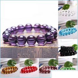 Charm Bracelets Beaded Stretch 8Mm Natural Stone Beads Carnelian Amethyst Round Bracelet Purple Healing Qylahl Luckyhat 11 Drop Delive Dhljt