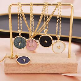 Pendant Necklaces Colourful Moon Star LightnPendant Necklaces For Women Girls Enamel Fashion Party Daily Jewellery Trendy Clavicle Chain Necklace J230817