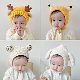 Berets 5-36months Winter Knitted Cute Warm Hat Lovely Baby Boy Girl Cap Ear Protection Hats Kids Children Beanie Bonnet Infant