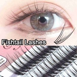 False Eyelashes Yelix 120pcs Fishtail Lashes 8-15mm Thin Bottom Natural High Quality False Eyelashes Cluster Lash Extensions Korean Makeup HKD230817