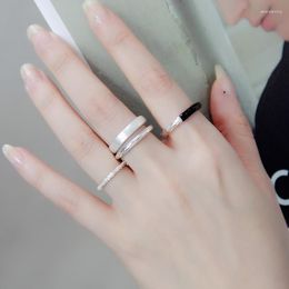 Cluster Rings WEDHOC 925 Sterling Silver Simple Unique Fresh Cute Student Gift Resizable Opening Ring For Women Luxury Jewelry Birthday