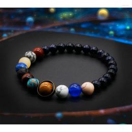 Link Bracelets Universe Solar System Bracelet Women Natural Stone Eight Planets Men Friends Gift For Him Her Boho