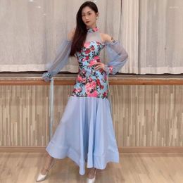 Stage Wear Women Ballroom Dance Performance Dress Female Adult Large Skirt With Off-Shoulder Modern Competition Clothes DN12646