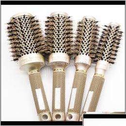 Hair Brushes Nano Ionic Boar Bristle Brush Salon Comb Barrel Blow Dry Round In 4 Sizes Professional Styling Tools B-087 Tx30A Drop Del Dhx3K