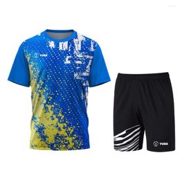 Men's Tracksuits Yudx Badminton T-Shirt Splash Ink Personalised Round Neck Two-Piece Harajuku Loose Top Women's Wearsportswearset