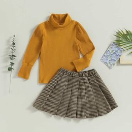 Clothing Sets Children Kid Girls Autumn Fashion Clothes Long Sleeve Knit Pullover Tops Pleated Skirt Set