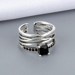 Wedding Rings Bohemian Creative Black Zircon For Women Vintage Knuckle Finger Ring Trend Geometric Jewellery 2023