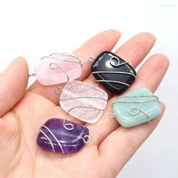 Pendant Necklaces Irregular Natural Stone Green Aventurine Amethyst Clear Quartzs For Women Jewelry Making Necklace Accessories 20x28mm