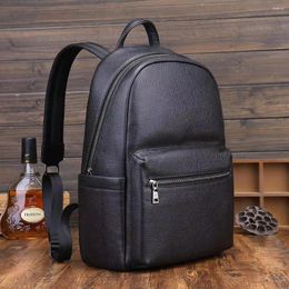 Backpack Leather For Men Business 15 Inch Laptop Black Bags Fashion Real Natural School Bag Men's Cowhide Backpacks