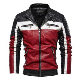 Men's Jackets Autumn Winter Leather Jacket Men Casual PU Leather Jacket Warm Overcoat Patchwork Zipper Coat Windbreaker Motorcycle Outwear 217 230816