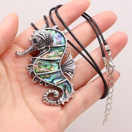 Pendant Necklaces Explosive Natural Abalone Shell Alloy Seahorse Necklace Handmade Crafts DIY Personalized Sweater Chain Jewelry