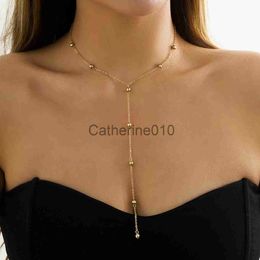 Pendant Necklaces Ingemark Minimalism 2022 Long Tassel Necklace for Women Girls Vintage Chest Thin Chain Ball Pendant Female Neck Jewelry Gift New J230817