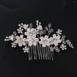 Hair Clips Pearl Floral Hairpin Side Comb Handmade Silver Colour Insert Combs Simple Girl Headwear Wedding Bride Head Jewellery For Women