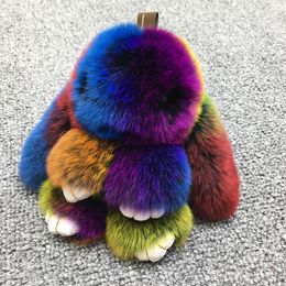 Keychains Cute Fluff Keychain Rex Fur Key-Ring Woman's Fashion Bag Pendant Car-Accessories Fluffy Toy