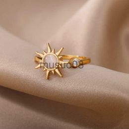 Band Rings Anti Stress Anxiety Ring For Women Stainless Steel Sun Pendant Spinner Fidget Finger Rings 2022 Fashion Birthday Jewellery Gift J230817