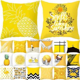 Pillow Case YWZN Pineapple Leaf Yellow Case Decorative case Pineapple Yellow Throw Case Cover Printing Cover HKD230817
