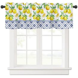 Curtain Flower Fruit Lemon Blue Short Curtains Kitchen Cafe Wine Cabinet Door Window Small Wardrobe Home Decor Drapes