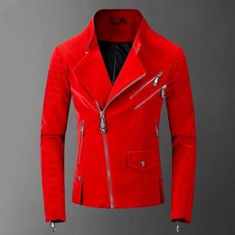 Men's Jackets Leather Red Jackets Men High Street Style Turn-down Neck Streetwear Mens Jackets and Coats Casacas Para Hombre mens clothing 230816