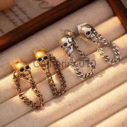 Charm XIALUOKE Vintage Skeleton Skull Stud Earrings For Women European American Style Personality Tassel Earrings Party Jewellery J230817