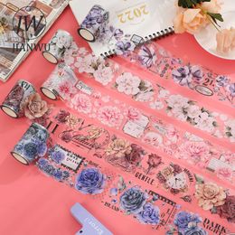 Adhesive Tapes JIANWU 1 Roll PET Flower Tape White Ink Kraft Decor Retro DIY Decoration Journal Collage Scrapbooking Stationery 2016 230816