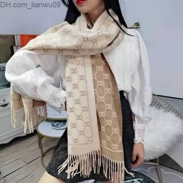 Scarves Women Cashmere Scarf Luxury Designer Double Letter Scarves Fashion Brand Silk Scarfs Wool Touch Wraps Winter Warm Shawls Mens Z230818