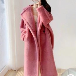 Women's Fur 2023 Winter Women Faux Coat Long Loose Large Size Hooded Outwear Thicken Warm Fashion Casual Parkas Solid Colour Outcoat