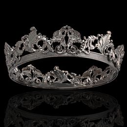 Wedding Hair Jewelry Alloy King Queen Round Crown Party Hair Accessories For Costume Cosplay Prom Pageant Homecoming Wedding Black Crown 230816
