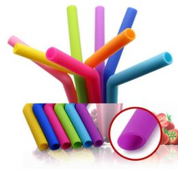 Drinking Straw Silicone Stripes Straw 6 color Silicone Eco Straws Reusable for 800ml Mugs Smoothie Flexible Sucker Xlngw
