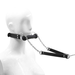 BDSM Bondage Leather Mouth Gag Oral Open Plug Bite Flirt Sex Product Toys Harness Fetish Erotic Slave for Couples Women