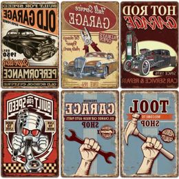 New garage American garage retro tin paintings industrial style auto repair background wall decoration frameless painting Living Room H Qqjs